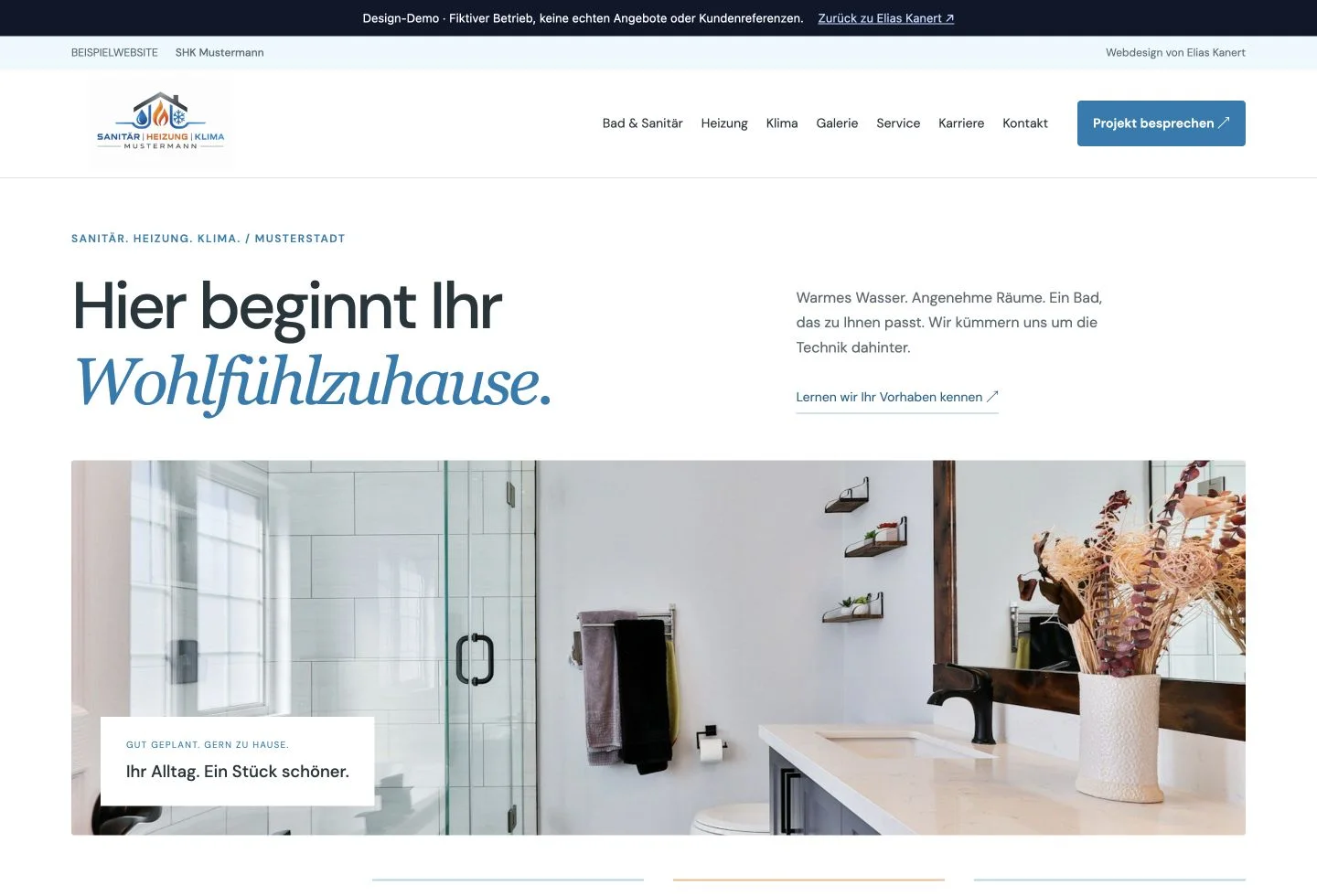 Echte Vorschau der SHK-Demo-Website